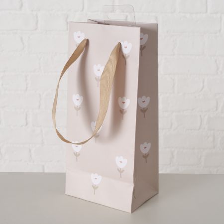 Geschenktas Gardenlove, H 22 cm, Floraal, Veelkleurig, Print rondom, Grijs, Wit, Papier, Polyester