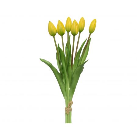Tulp op steel pvc geel bundel a 6 stuks L.10cm x W.10cm x H.40cm
