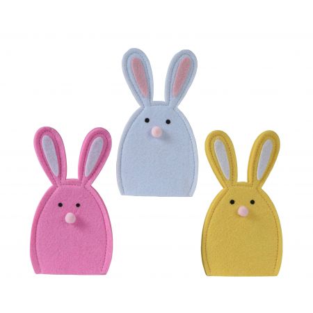 Eierwarmer vilt 3 kleuren assortie per stuk W.0.8cm x H.8.5cm D.15cm