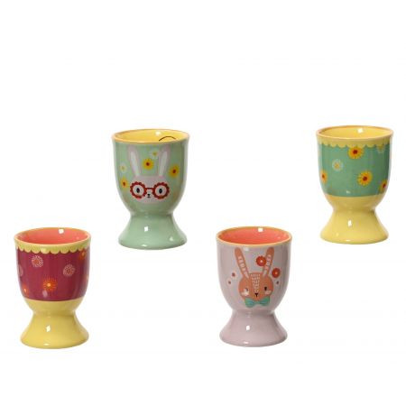 Eierdop porselein 4 kleuren assortie L.6.5cm x W.4.8cm x H.2cm
D.12cm