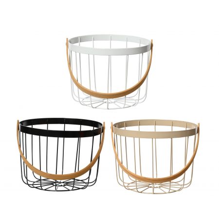 Mand ijzer met handvat 3 kleuren assortie H.14cm
D.18.5cm