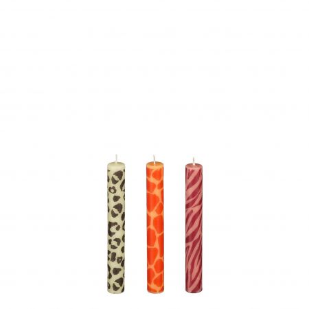 Dinerkaars print oranje 3 stuks - h17xd2,2cm
