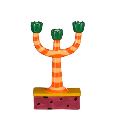 Kandelaar bloem oranje - l15,5xb6xh29cm

