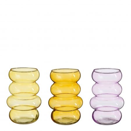 Ballo vaas glas geel oranje roze 3 assorti - h18xd11cm