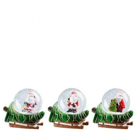 Decoratie waterbal kerstman groen 3 assorti - l7xb5xh6cm