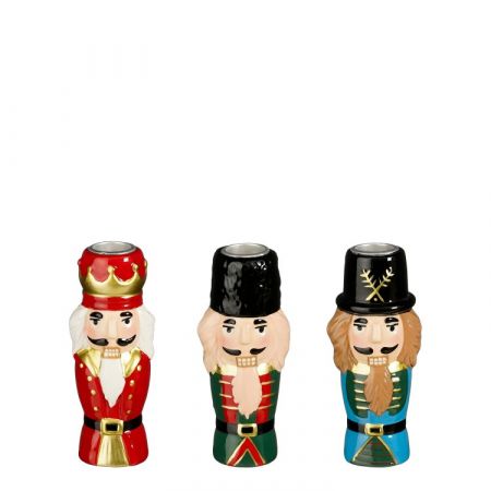 Funny kandelaar notenkraker zwart blauw rood 3 assorti - l5,5xb5xh12,5cm