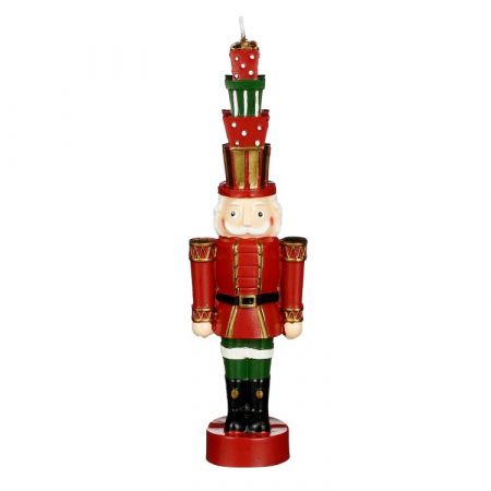 Kaars notenkraker rood - l7,7xb5,6xh25,5cm