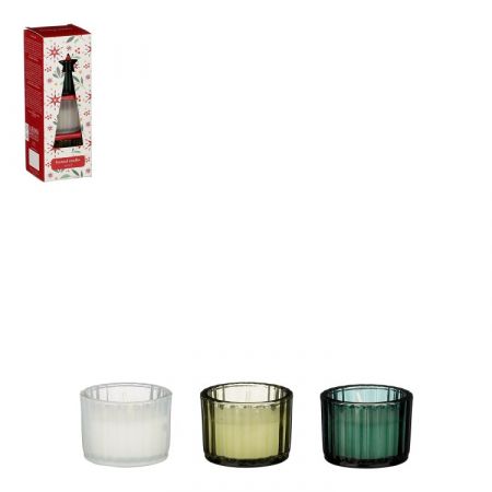 Scented candle tree white green d. green 3 pieces - l6xw6xh19cm