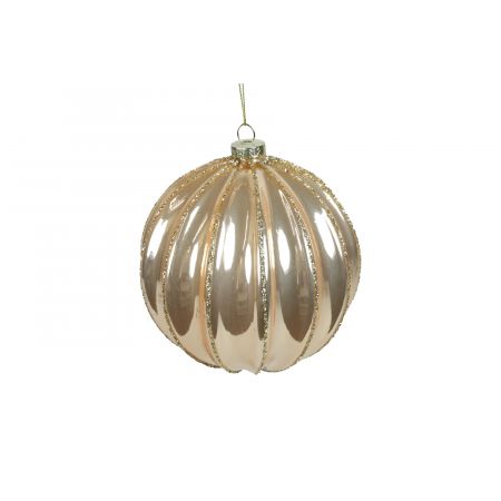 Kerstbal ro Sofia XL zalm/zilver Ø15CM