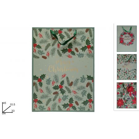 CADEAUTAS KERSTDECORATIE GROEN 3ASS 44X61X17CM