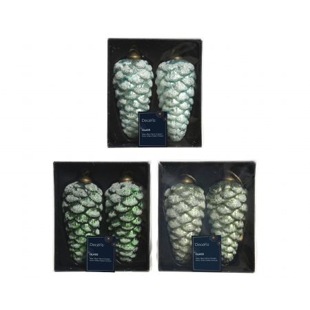 Dennenappel glas antique frosted 3kl.ass assortie H.12cm