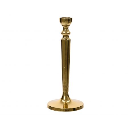 Kandelaar aluminium goud L.7.5cm x W.7.5cm x H.22cm