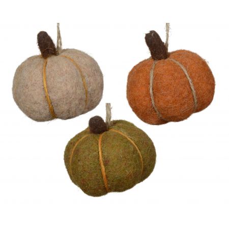 Pompoen vilt 3kl.ass assortie L.6cm x W.6cm x H.6cm