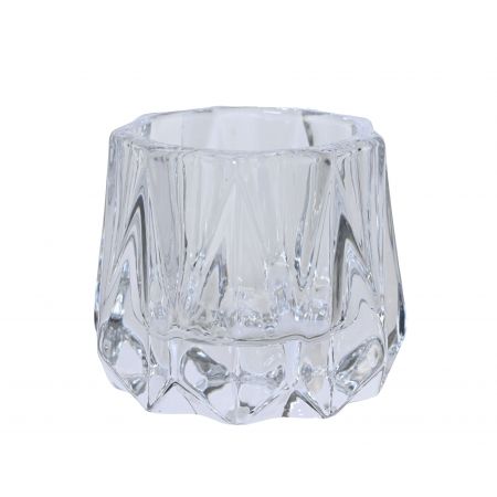 Theelichthouder glas helder L.6.4cm x W.6.4cm x H.5.5cm