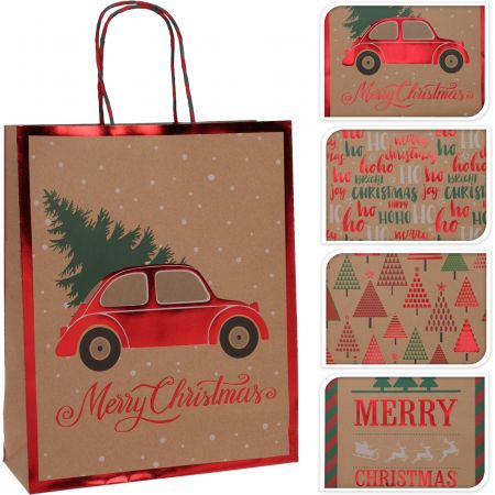 GESCHENKTAS EXTRA LARGE 4ASS XMAS HOTSTAMP DESIGN