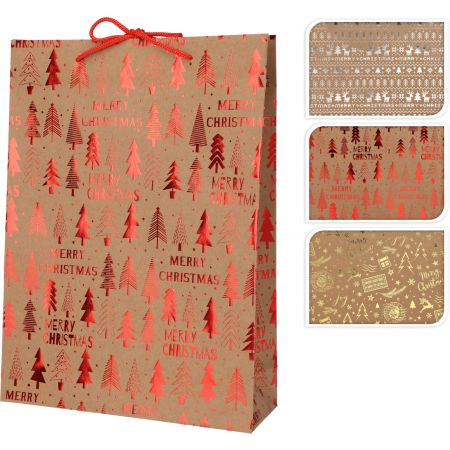 GESCHENKTAS KERST MEDIUM 4ASS CHAMPAGNE DESIGN