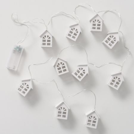 Lichtketting Piccolo, Timer, Huis, L 185 cm, Multiplex, IJzer, kop, Pvc, Piepschuim