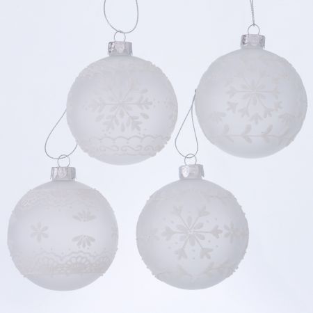 Kerstbal Falea, 4 assortie Toonbankdisplay, D 8,5 cm, gls gelakt, Effen