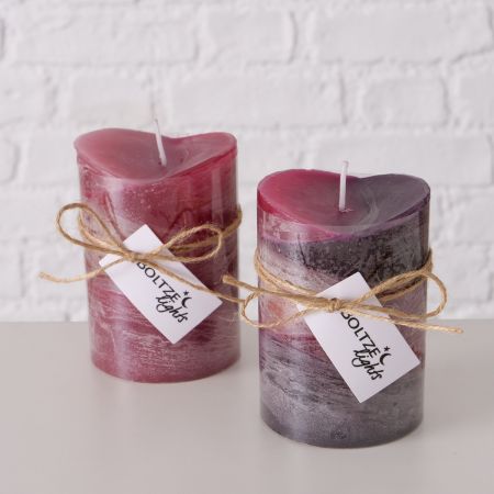 Stompkaars Gradienta, 2 assortie H 10 cm, D 7 cm, Paraffine, rd, zwrt