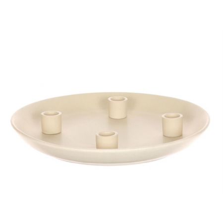 Candle holder 4 Cave Plate  H-3.5 D-30.5 White